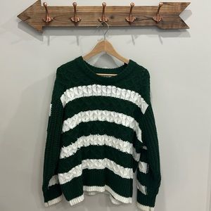 thick knit striped knit sweater - oversized